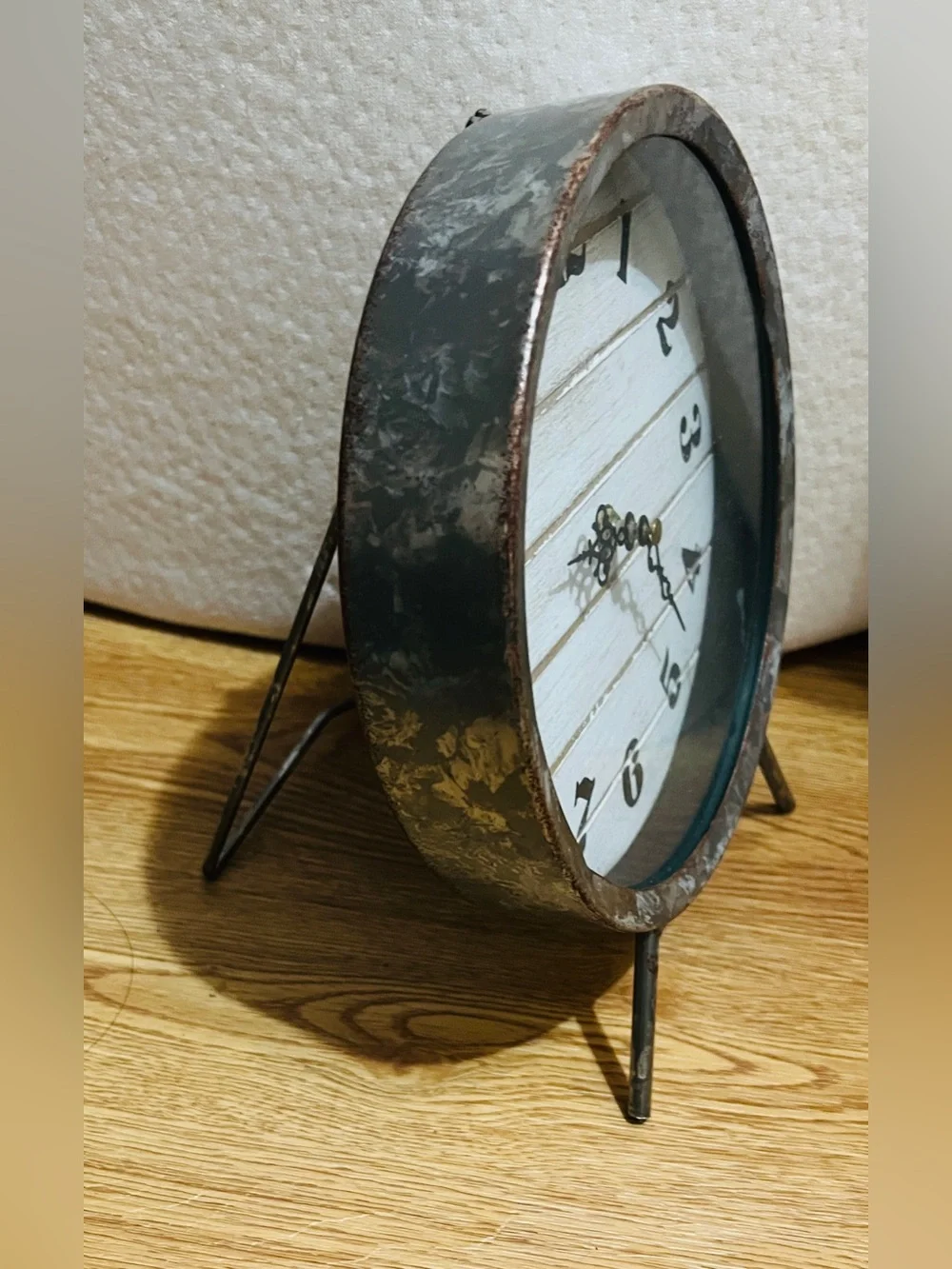 Rustic White and Brown Table Clock - Decorative Home Wall Decor